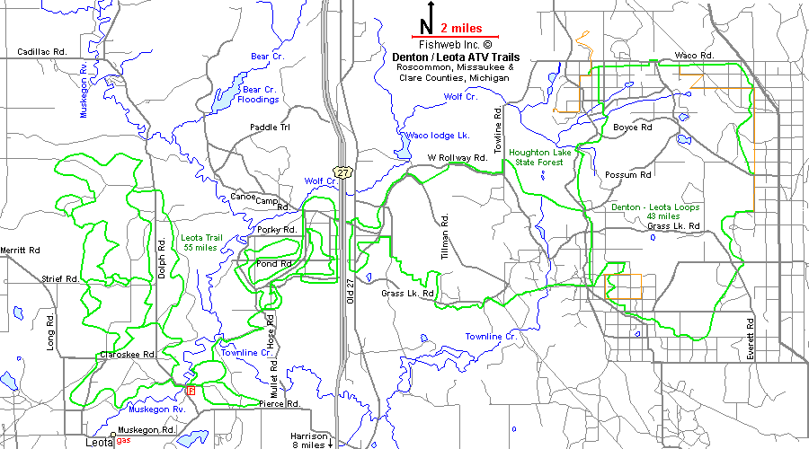Denton Leota ATV ORV OHV Motorcycle Off road Trail Map County