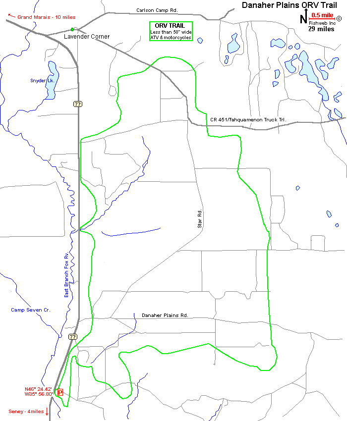 Danaher Plains ATV ORV OHV Motorcycle Off road Trail Map Schoolcraft