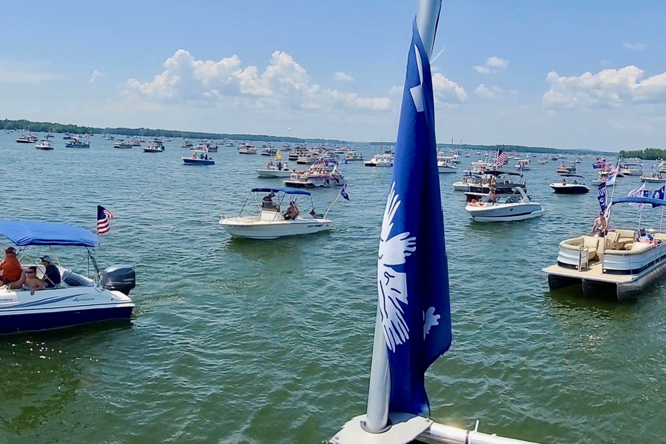 ProDonald Trump Boat Rally On South Carolina's Lake Murray Draws Tens