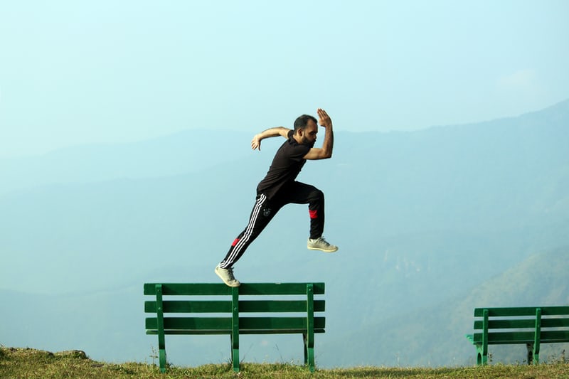 Bench Jumps and V Ups Custom Cardio and Core Training