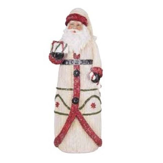 Transpac Christmas Decor Transpac Resin Knitted Santa with Present Fitzula's Gift Shop