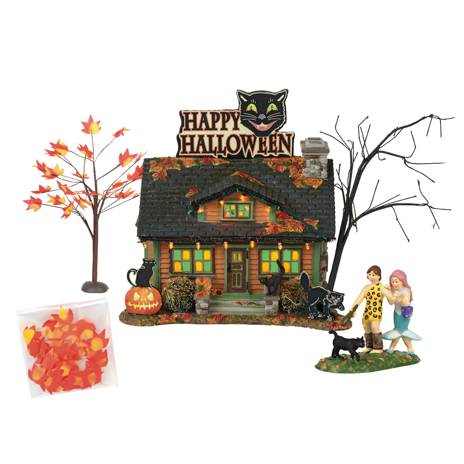 Department 56 Snow Village Halloween The Black Cat Flat Boxed Set