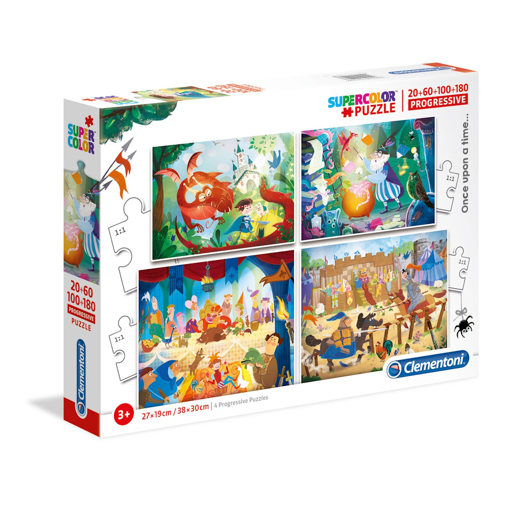 Clementoni Super Color Series 2+60+100+180 Once Upon A Time Puzzle Set