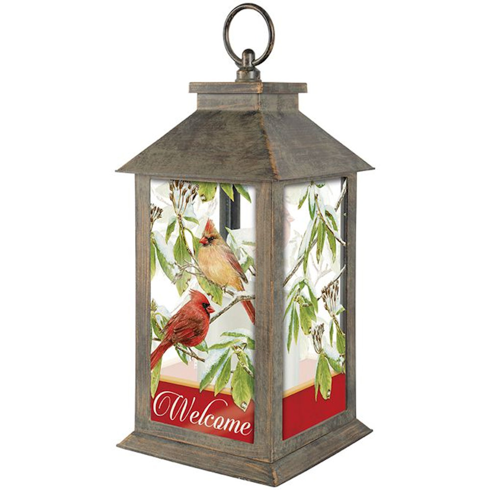 Carson Home Accents Cardinals In Snow Lantern Fitzula's Gift Shop