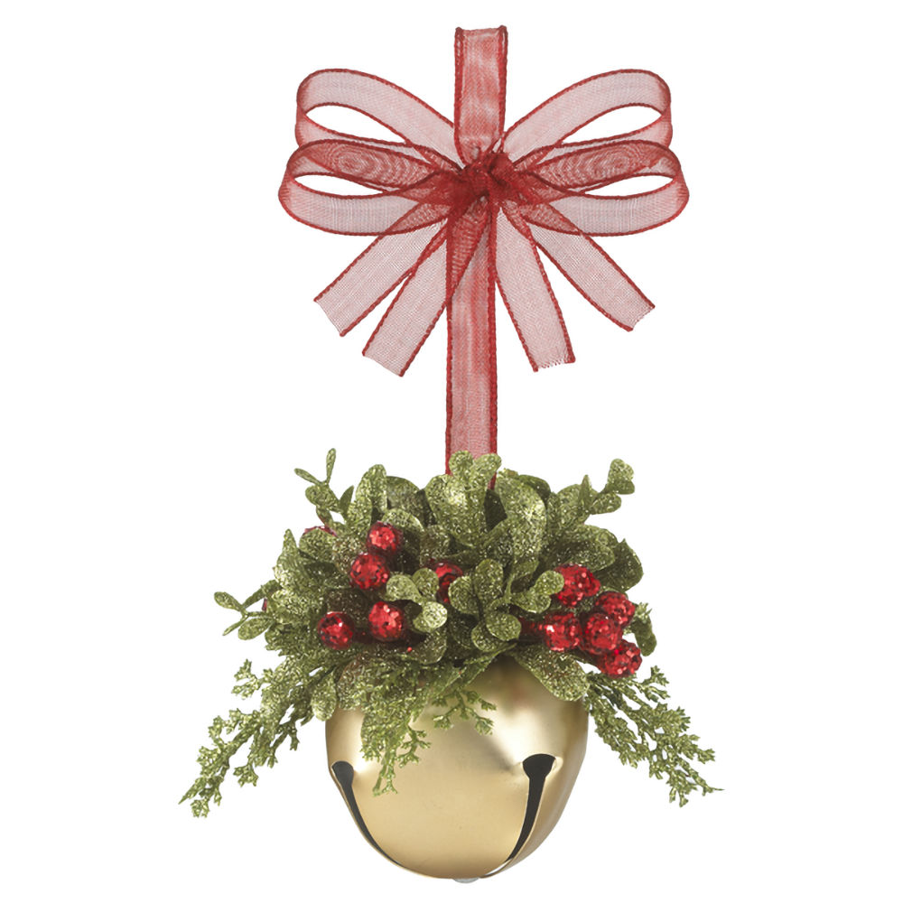 Fitzula's Gift Shop Ganz Kissing Krystals Mistletoe Sleigh Bell Gold