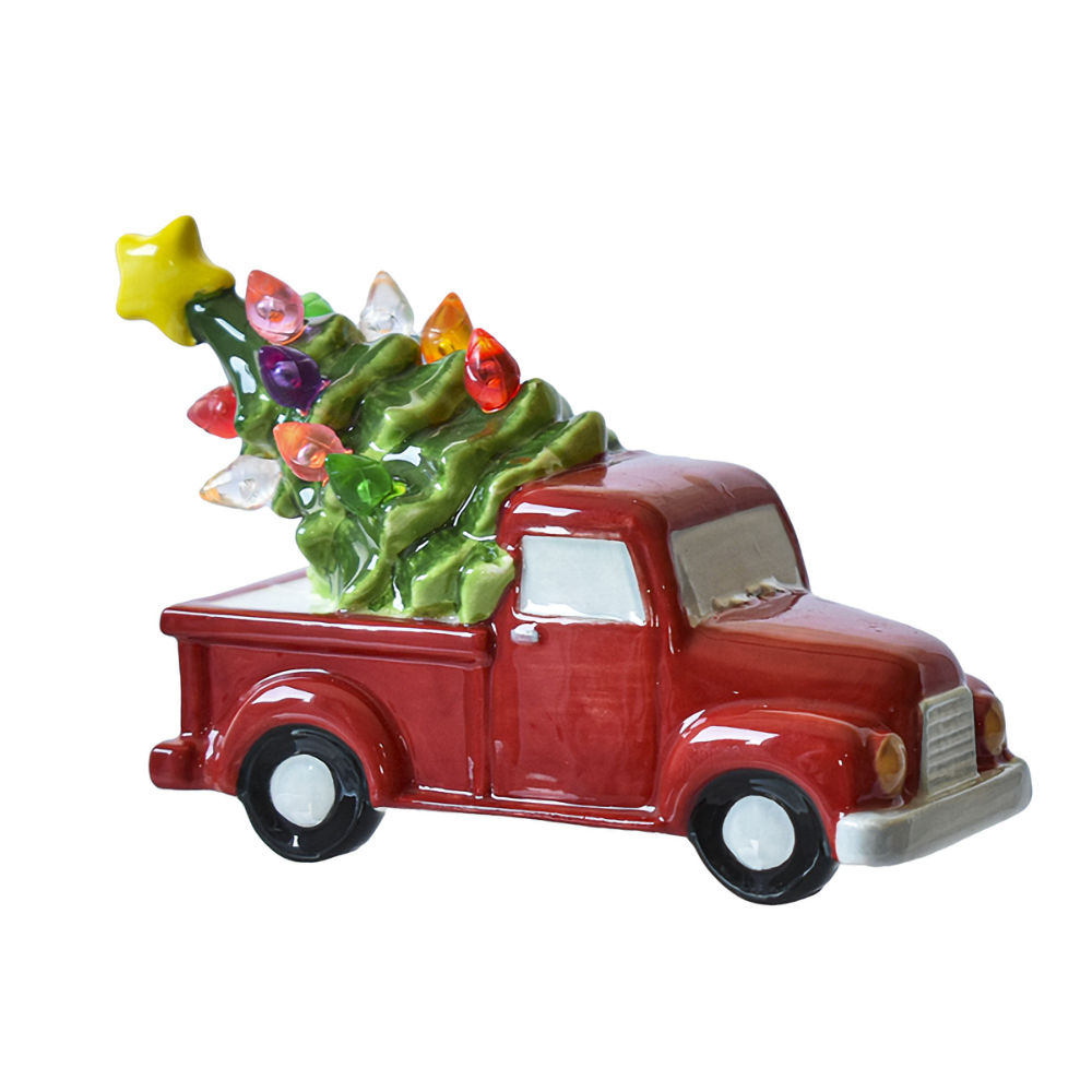 Fitzula's Gift Shop Ganz MidwestCBK LED Light Up Red Truck with Tree