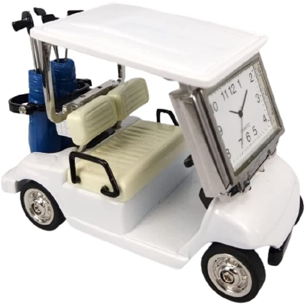 Fitzula's Gift Shop Sanis Enterprises Golf Cart Mini Desk Clock In White