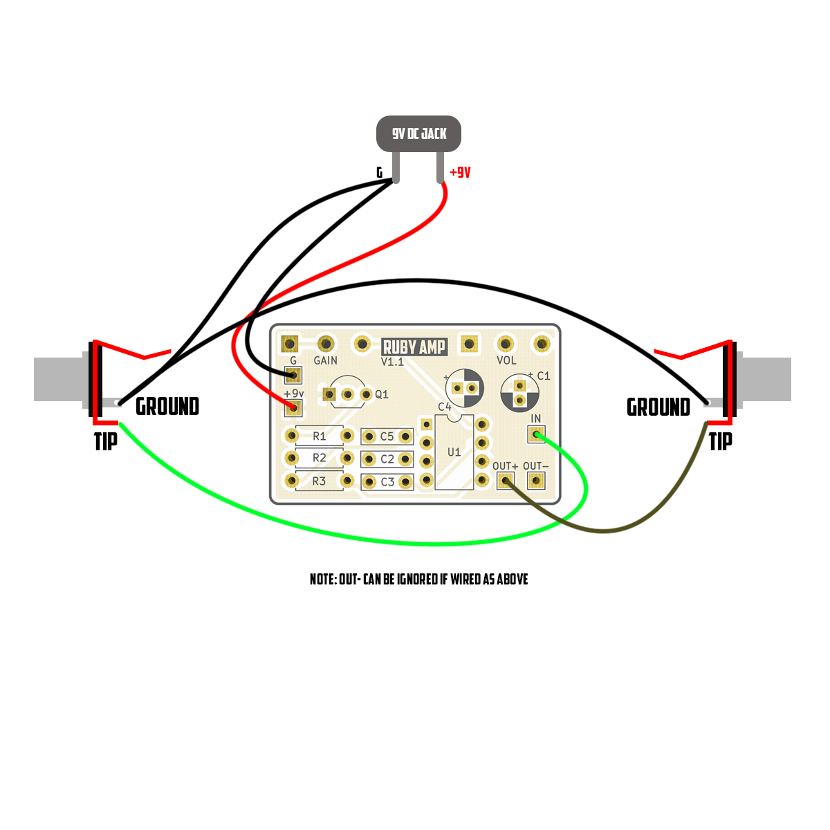 Ruby Amp PCB Build your own guitar Amplifier Five Cats Pedals