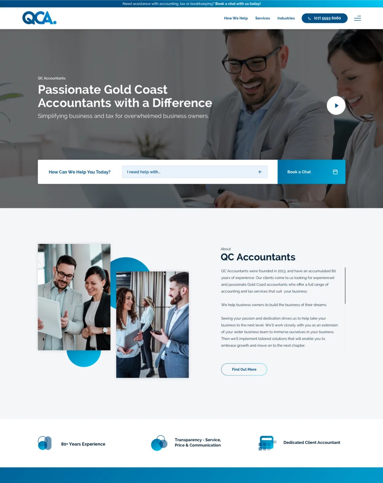 QC Accountants site Design Five by Five site Design