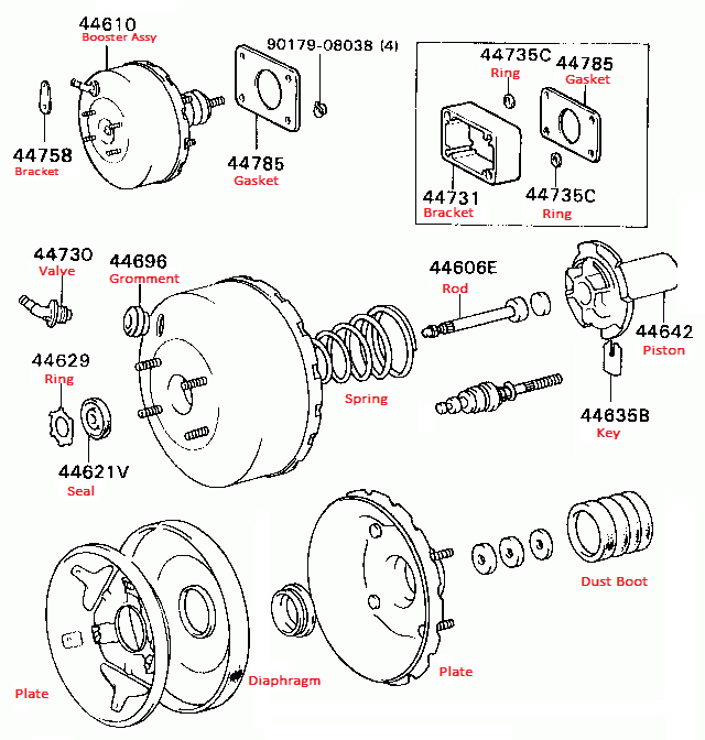 Brake booster spare repair kits Nissan