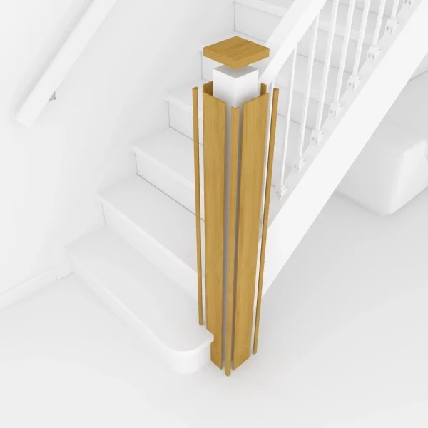 Oak Newel Post Cladding Set to Fit Various Newel Post Sizes and Lengths
