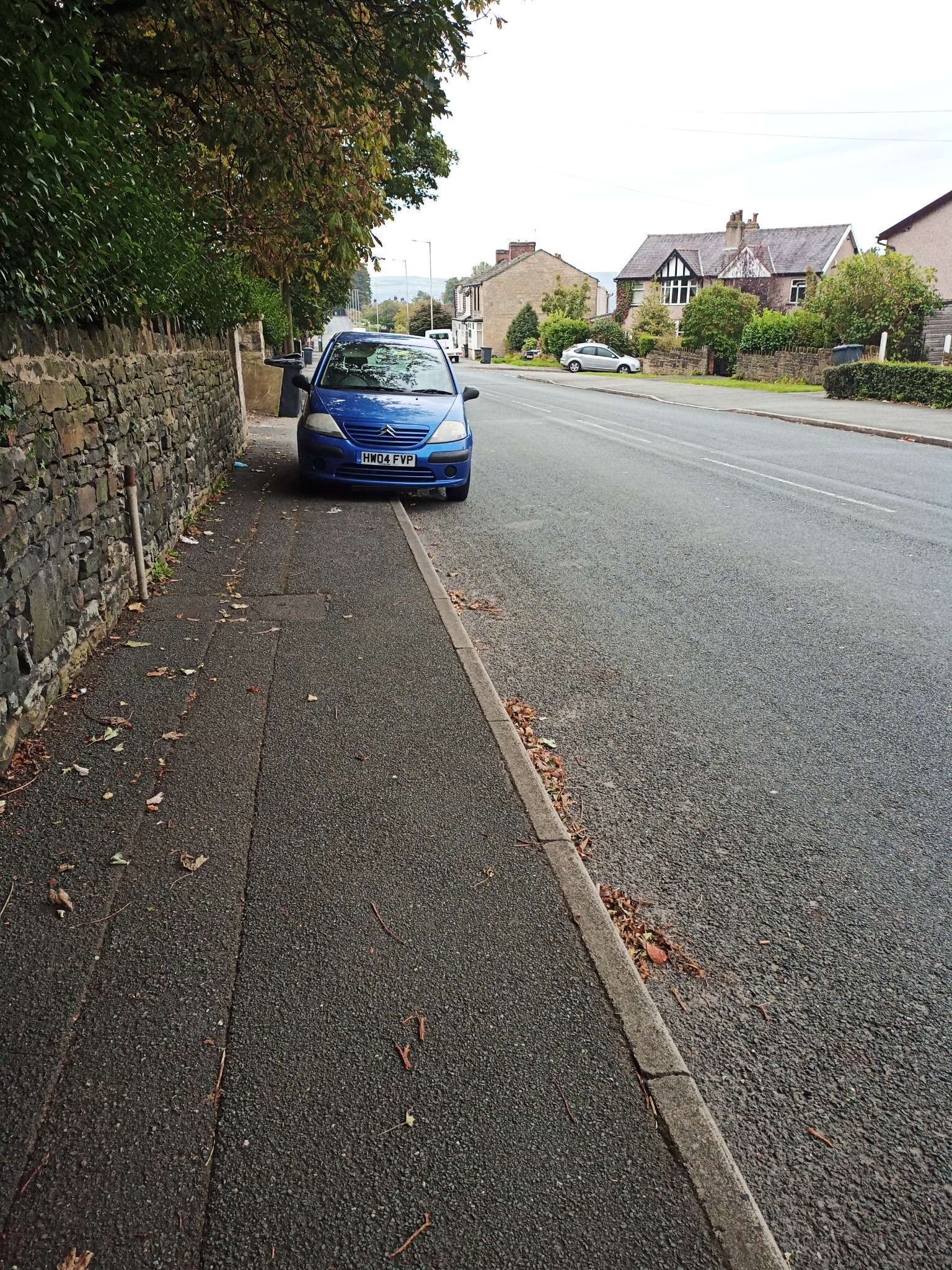 Car parked on and obstructing the pavement Viewing a problem