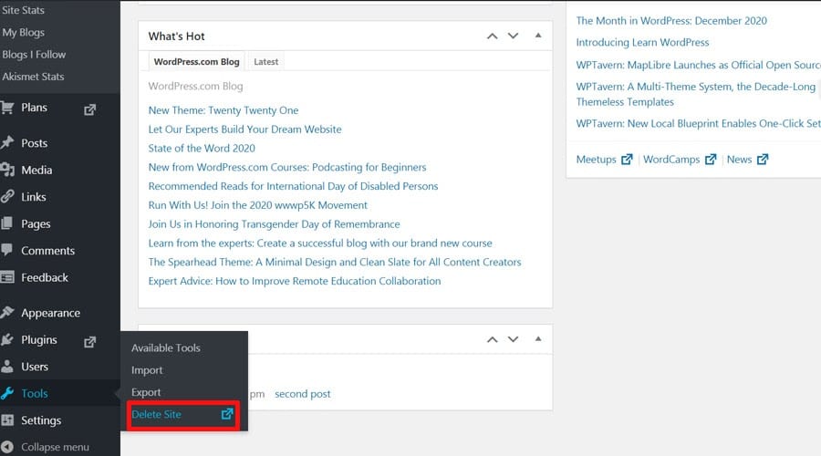 How to Completely Delete a WordPress Site Blog and Account