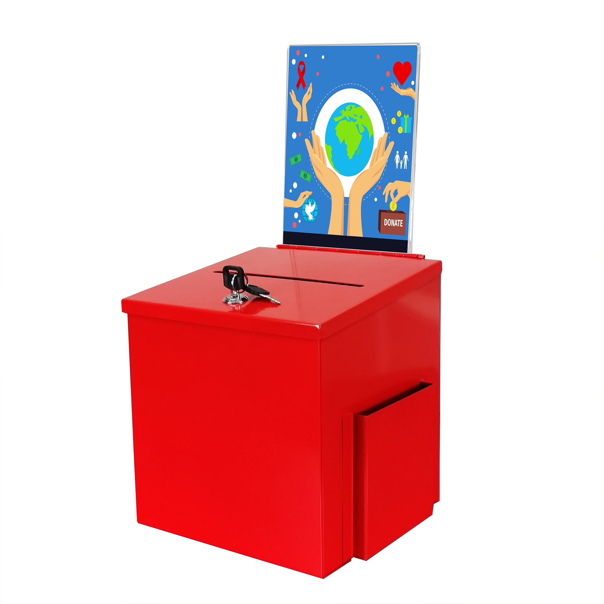 Metal Donation Box Collection Box Suggestion Charity Box Key Drop Sign