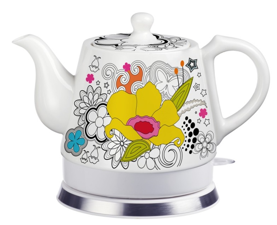 Teapot Ceramic Floral Electirc Kettle Set Gift Tea Hot Water Teapot