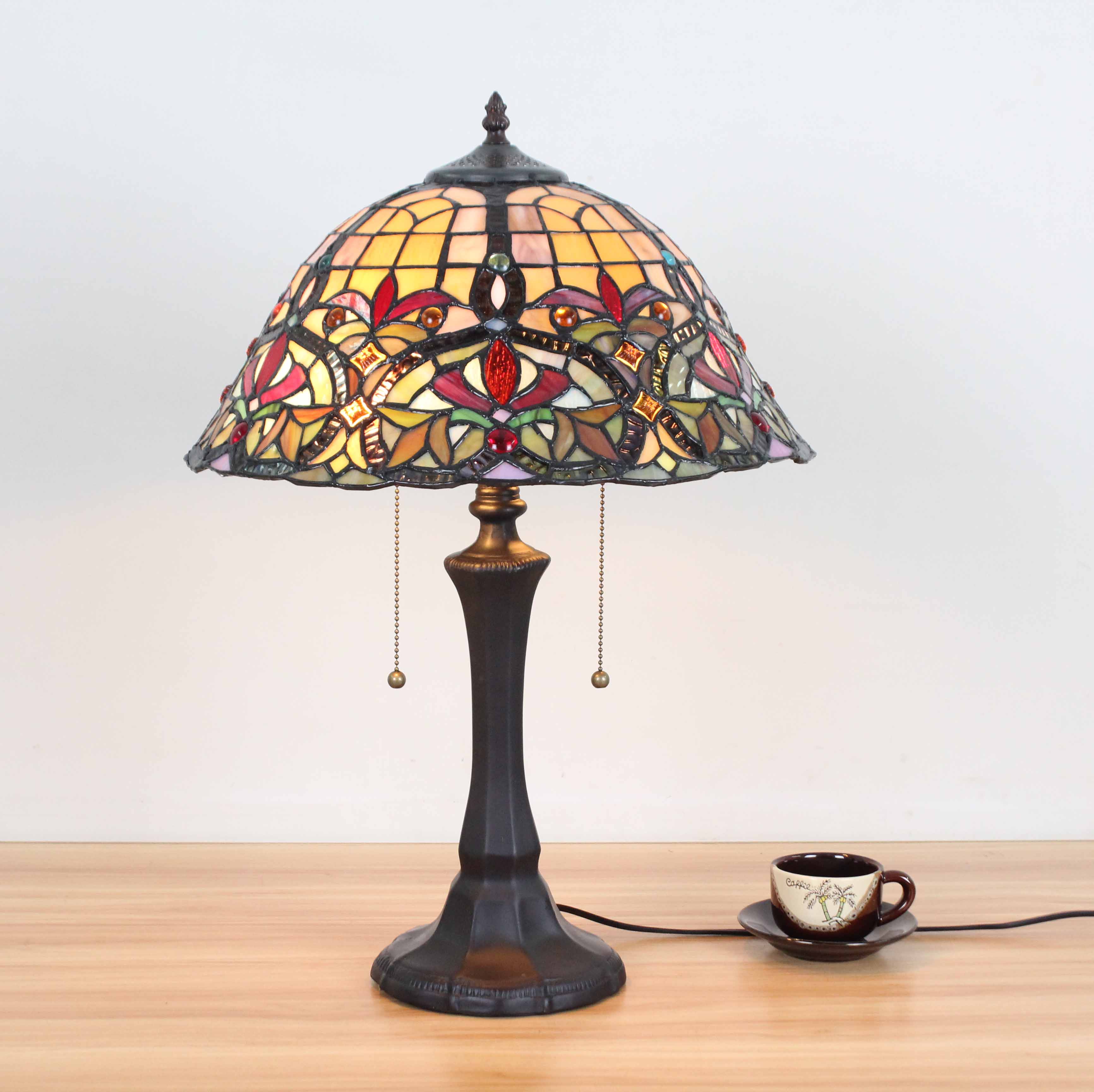 Tiffany Table Lamp Stained Glass Nightstand Light Tiffany Shade Library