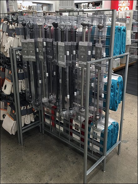 Drapery and Tension Rod Slatwire Display – Fixtures Close Up