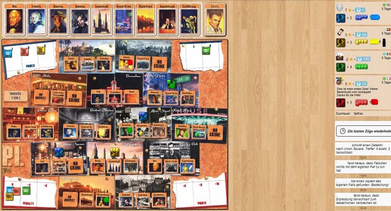 P.I. bei Board Game Arena online spielbar www.fjelfras.de