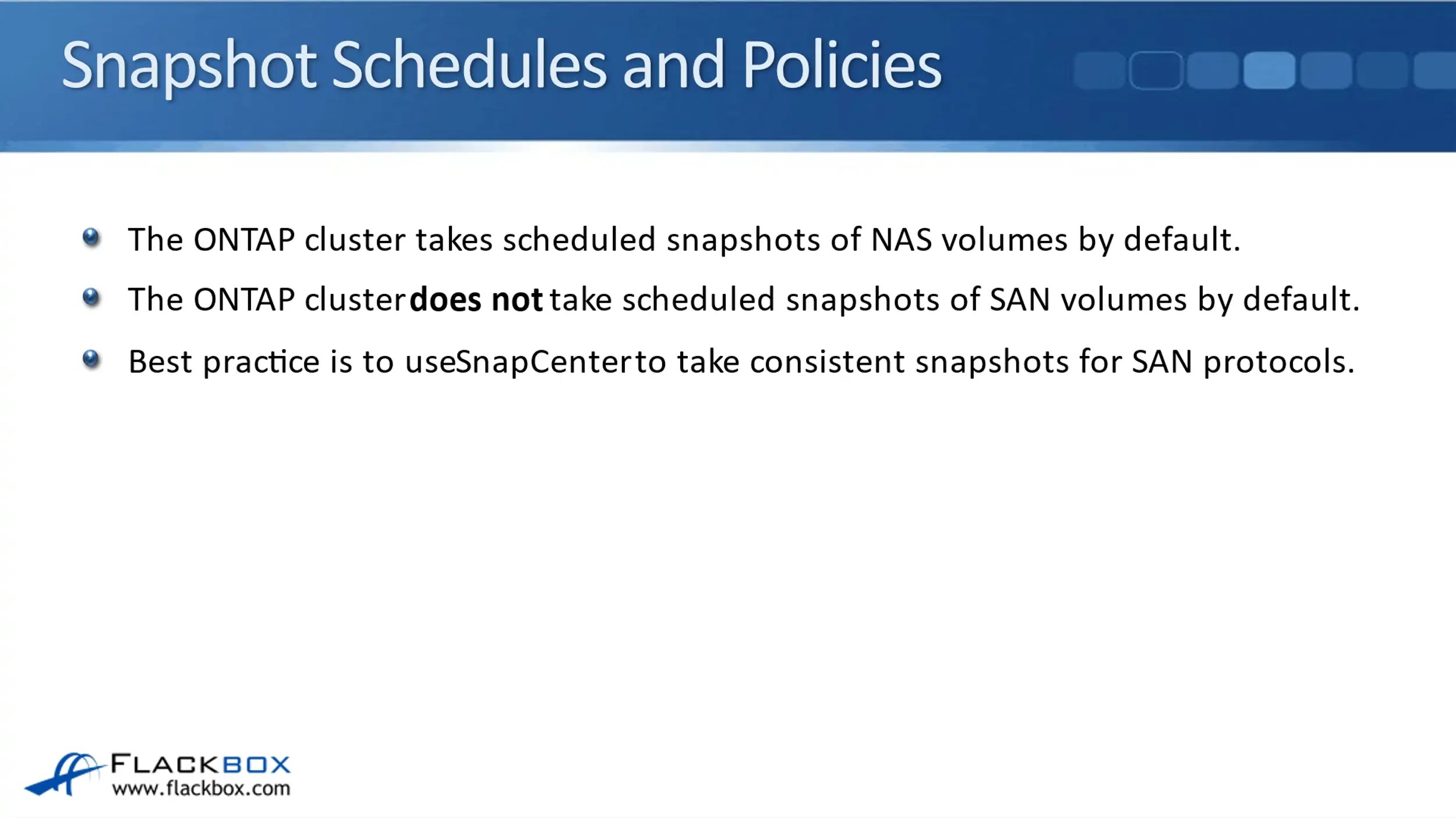 NetApp Snapshot Schedules - FlackBox