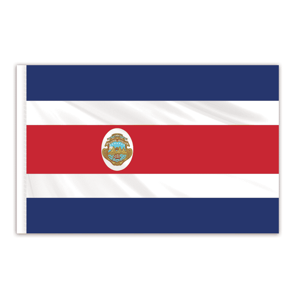 Costa Rica Indoor Nylon Flag with Seal 4'x6'