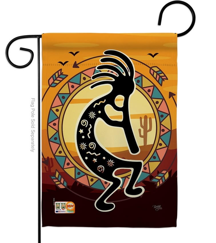 Kokopelli Playing Flute Garden Flag & more garden flags at