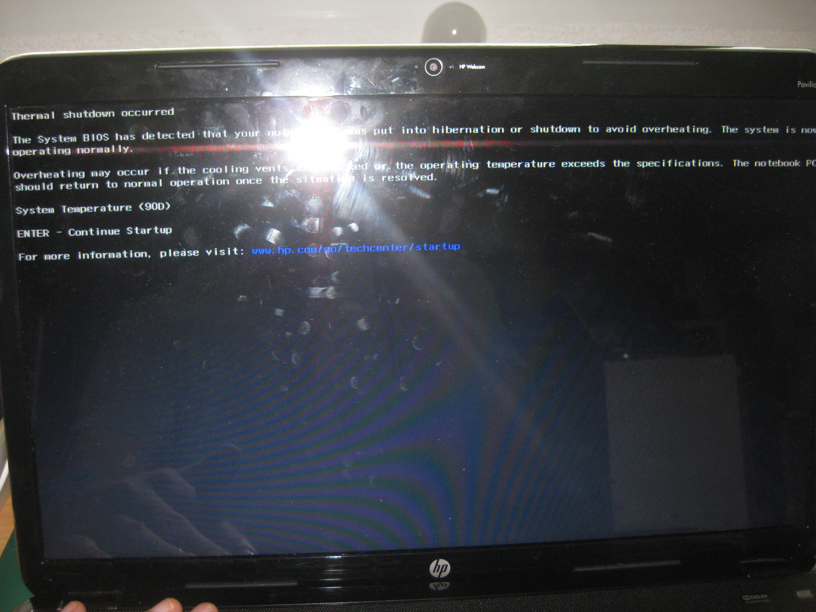 Computer HP Pavilion g7 Thermal shutdown occurred Flagsoft