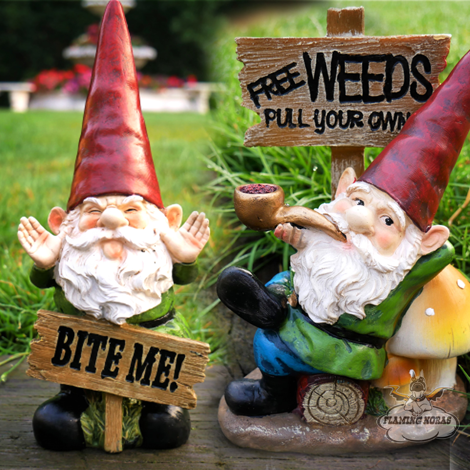 NEW GNOMES WITH ATTITUDE Garden NAUGHTY GNOME Ornament Statue Outdoor