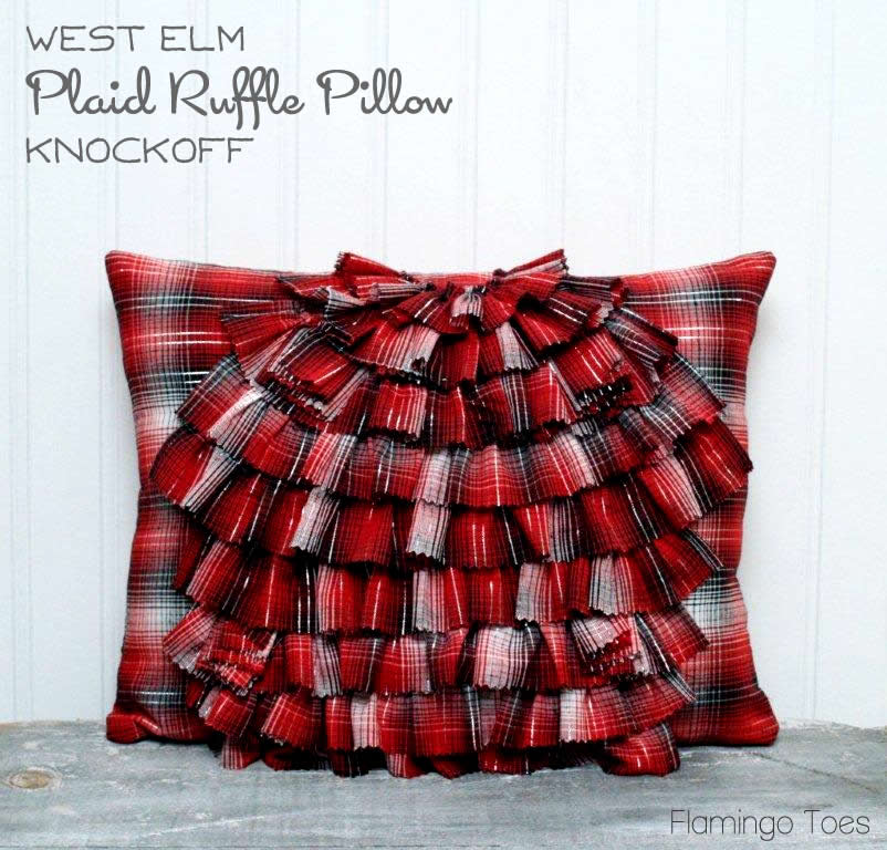 West Elm Plaid Ruffle Pillow Knockoff