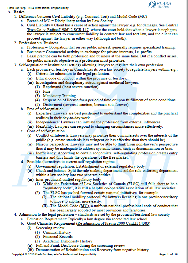 Canada NCA Exam 5 core subjects package Flash Bar Prep New York