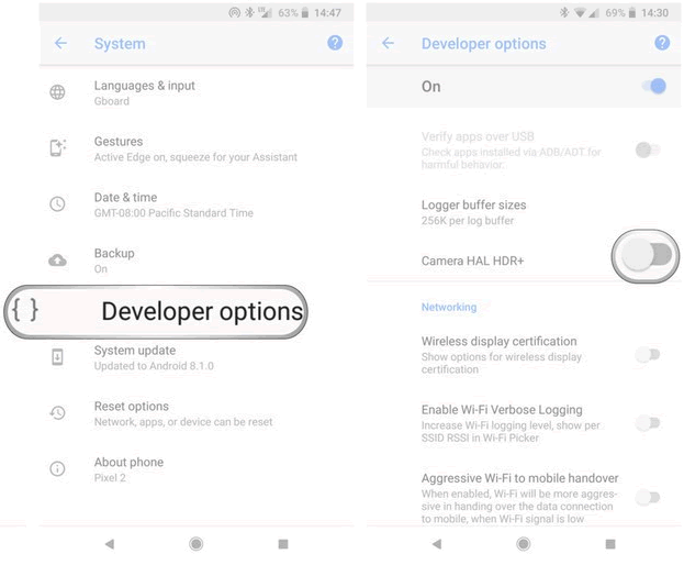 วิธีเปิด Pixel Visual Core เพื่อใช้งาน HDR+ บนสมาร์ทโฟน Pixel 2 และ