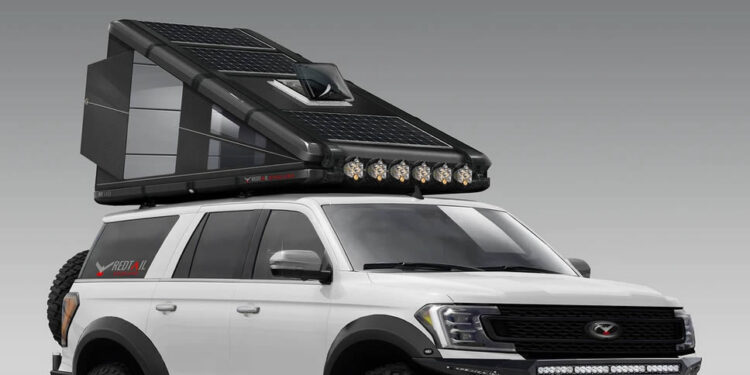 Redtail Rooftop Camper เต้นท์พับได้บนหลังคารถ ผลิตจากคาร์บอนไฟเบอร์