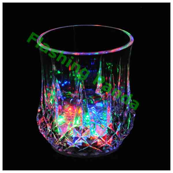 6 oz LED LightUp Crystal Faceted Flashing Rocks / Whiskey Glass Flashing Panda