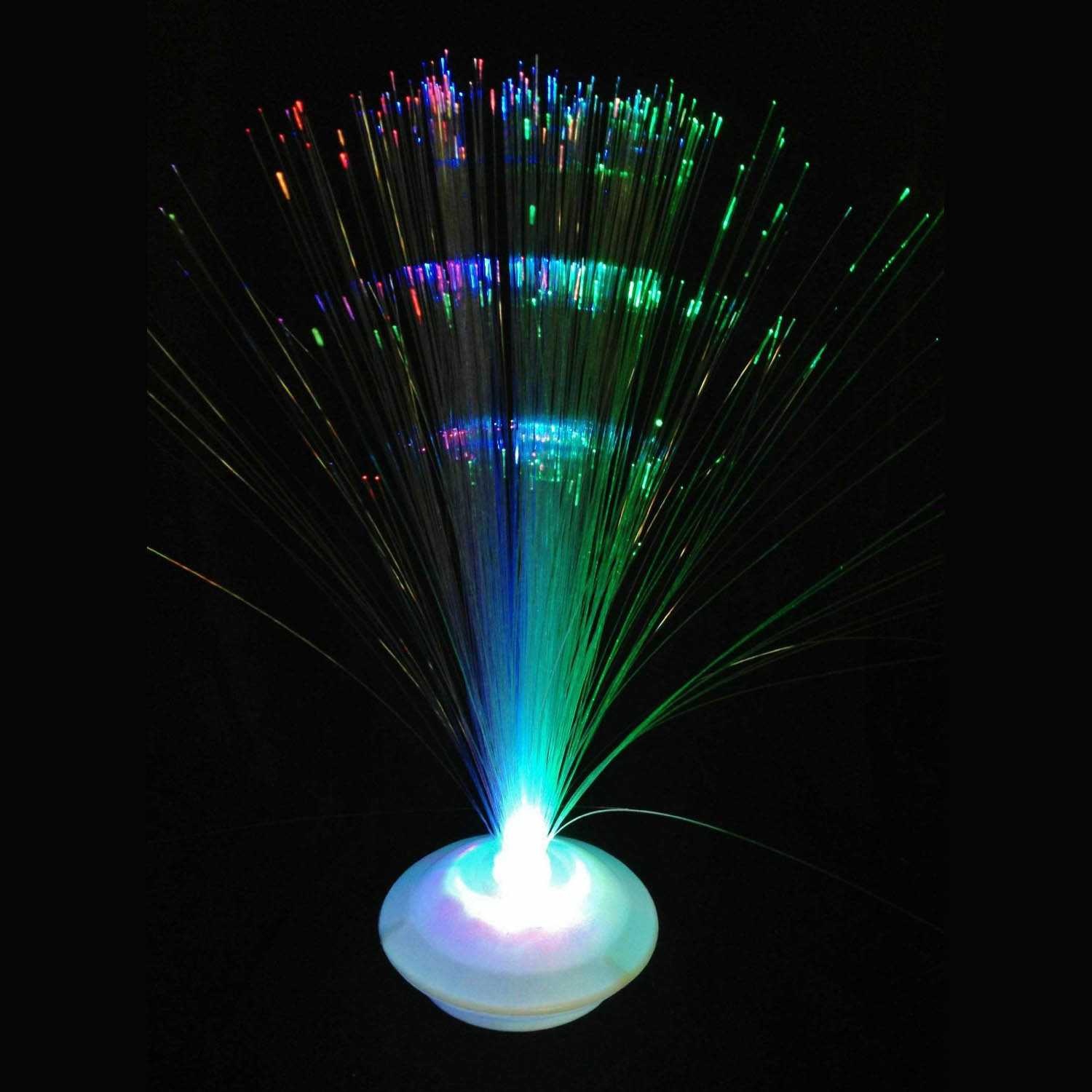 MultiColor Fiber Optic Light Up LED 13" Silver Cone Centerpiece Lamp