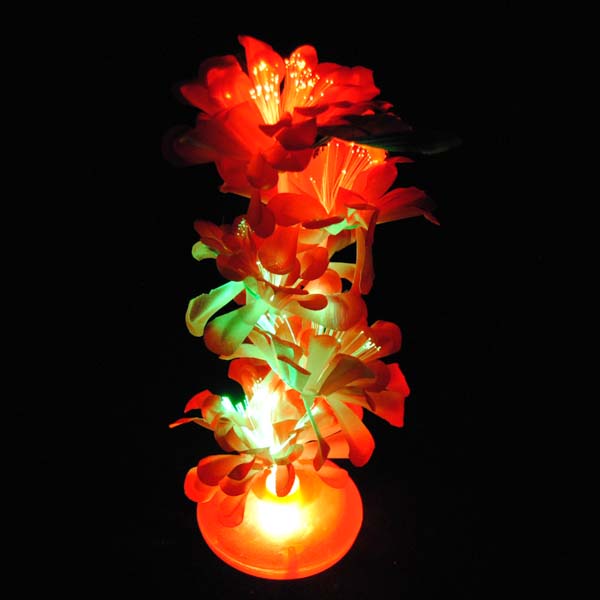 Fiber Optic Light Up LED 13" Centerpiece with Flowers, Muiltcolor