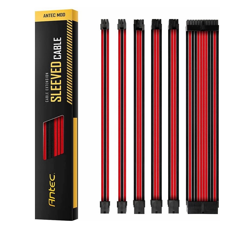 Antec PSU Sleeved Extension Cable Kit V2 Red / Black. 24PIN ATX, 4