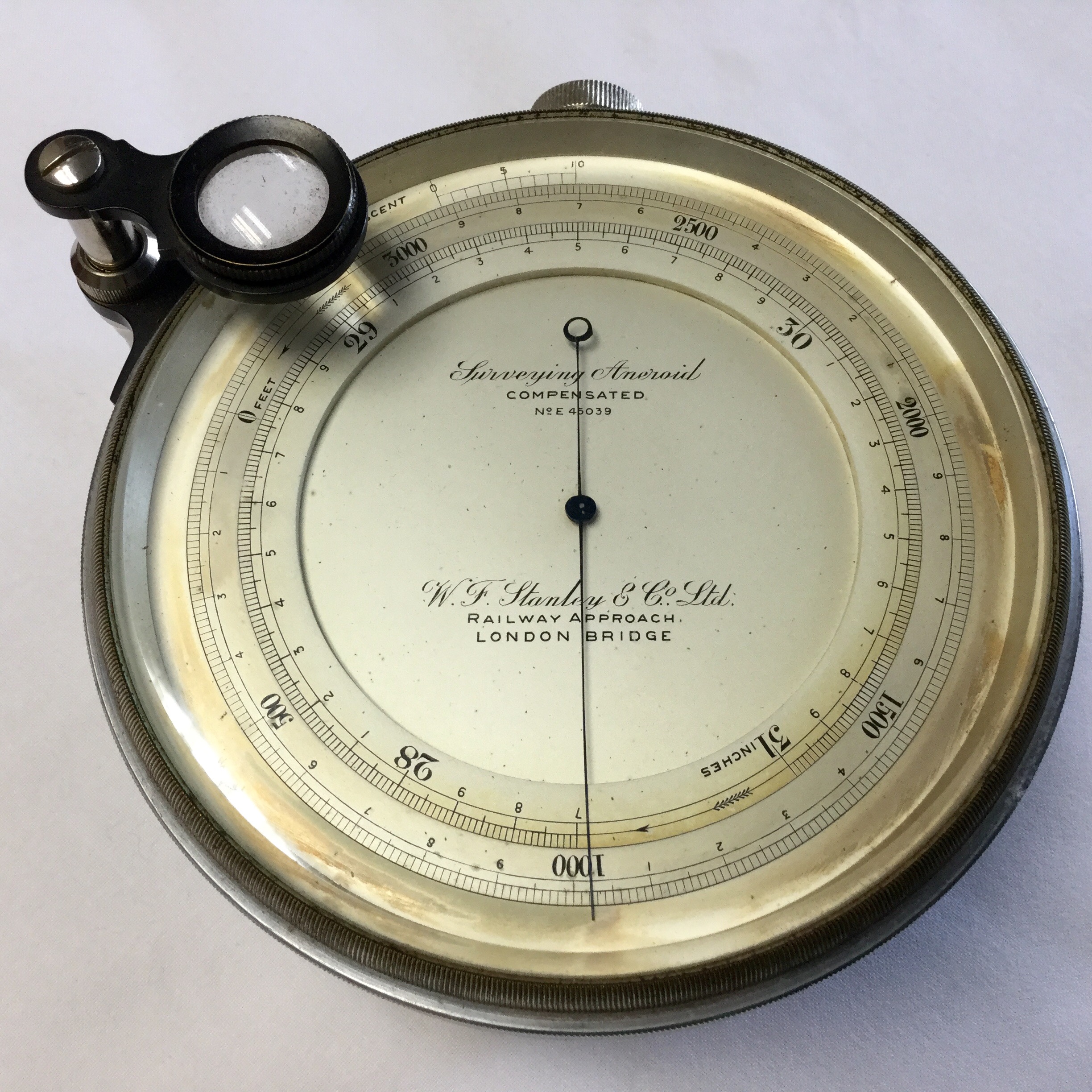Antique surveying aneroid barometer in leather case Fleaglass