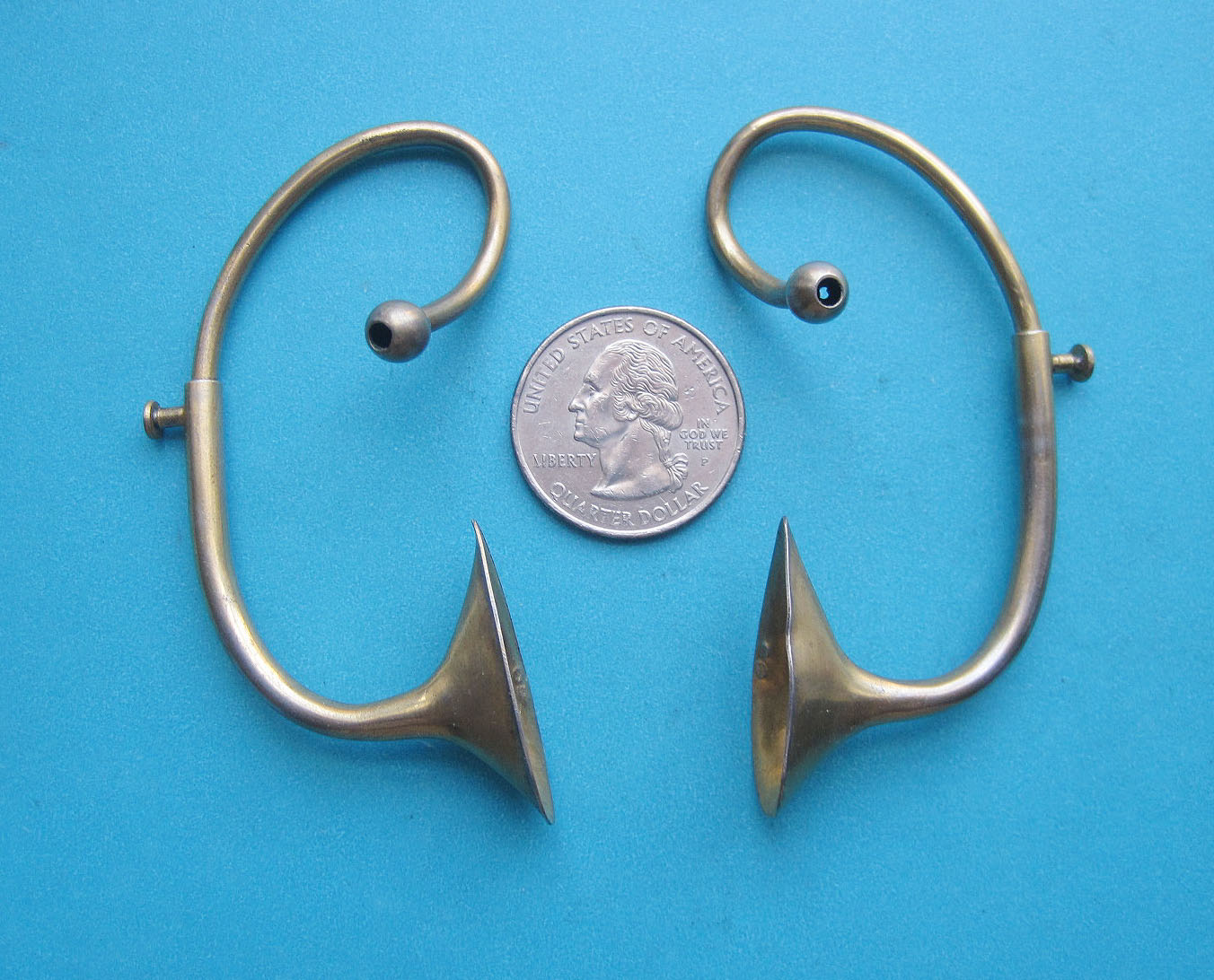 19thC. SilverGilt French Auricles mini ear trumpets Fleaglass