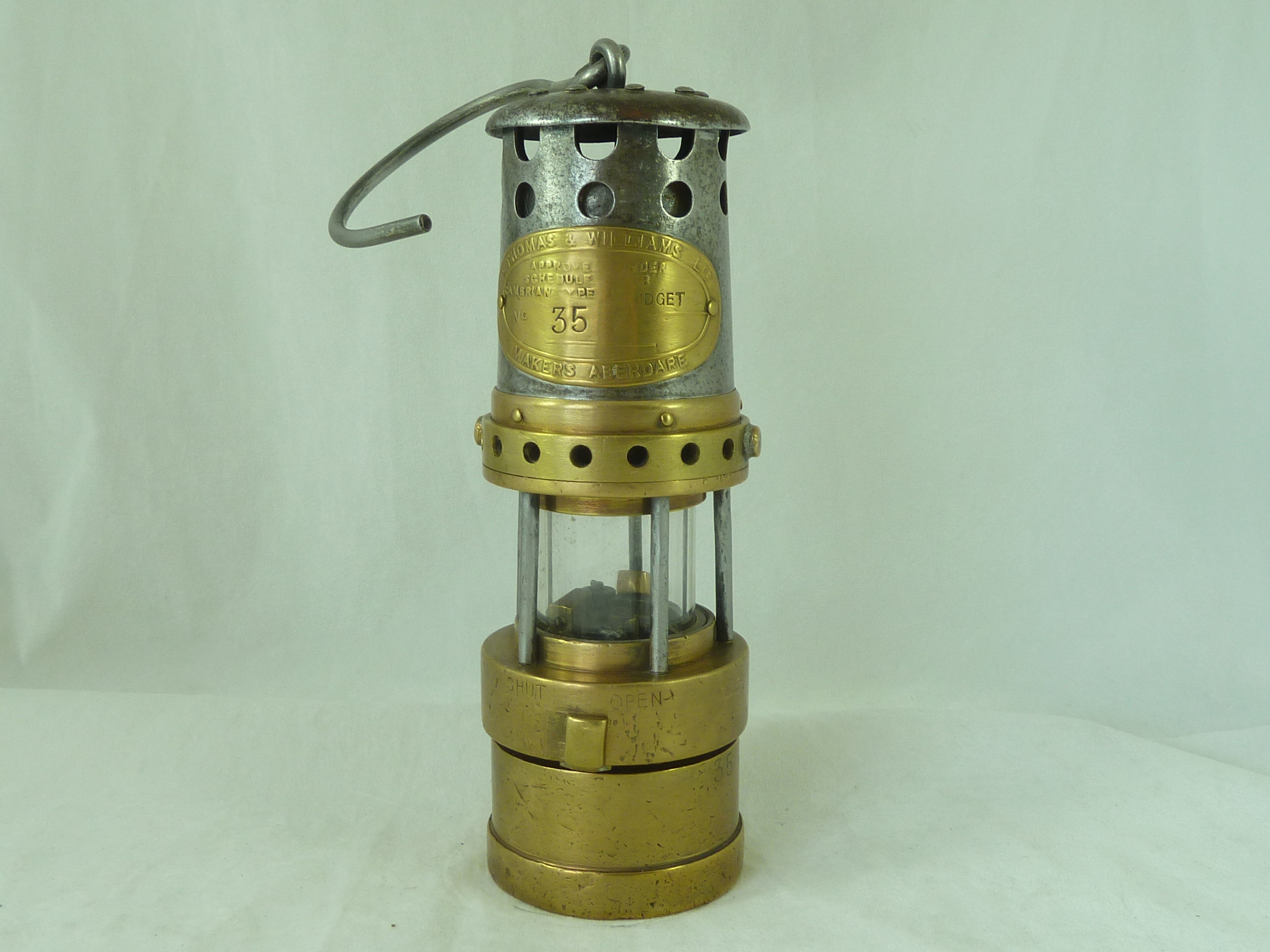 E Thomas & Williams Midget Miners Gas Testing Lamp 35 Brass 1950