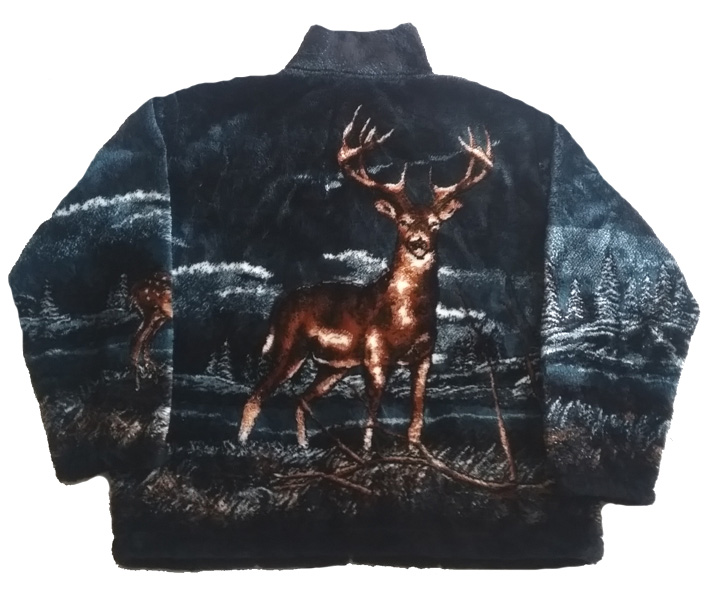 Black Mountain Buck Whitetail Deer Plush Fleece Jacket