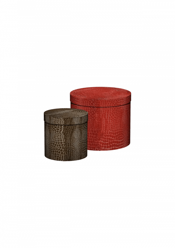 Faux leather round boxes for flowers and all sorts of gifts