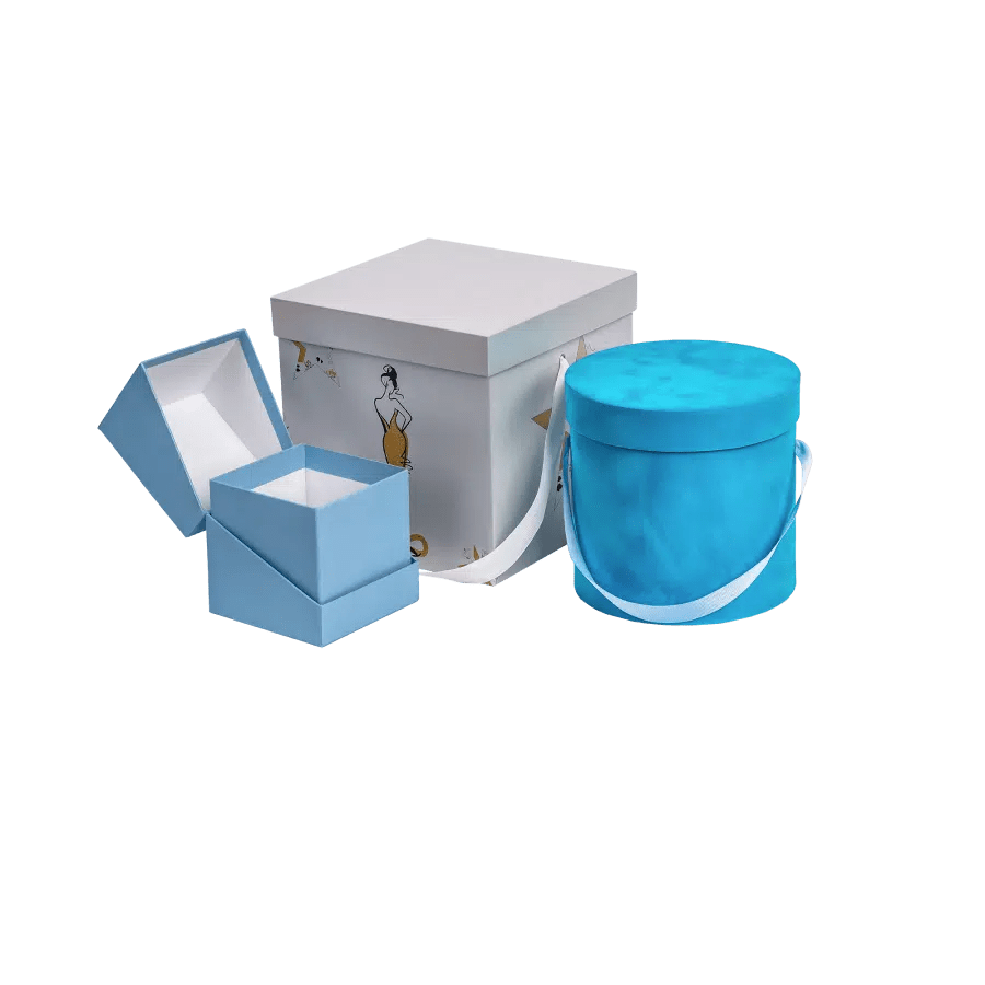 Faux Leather Drawer Round Boxes Fleur Box