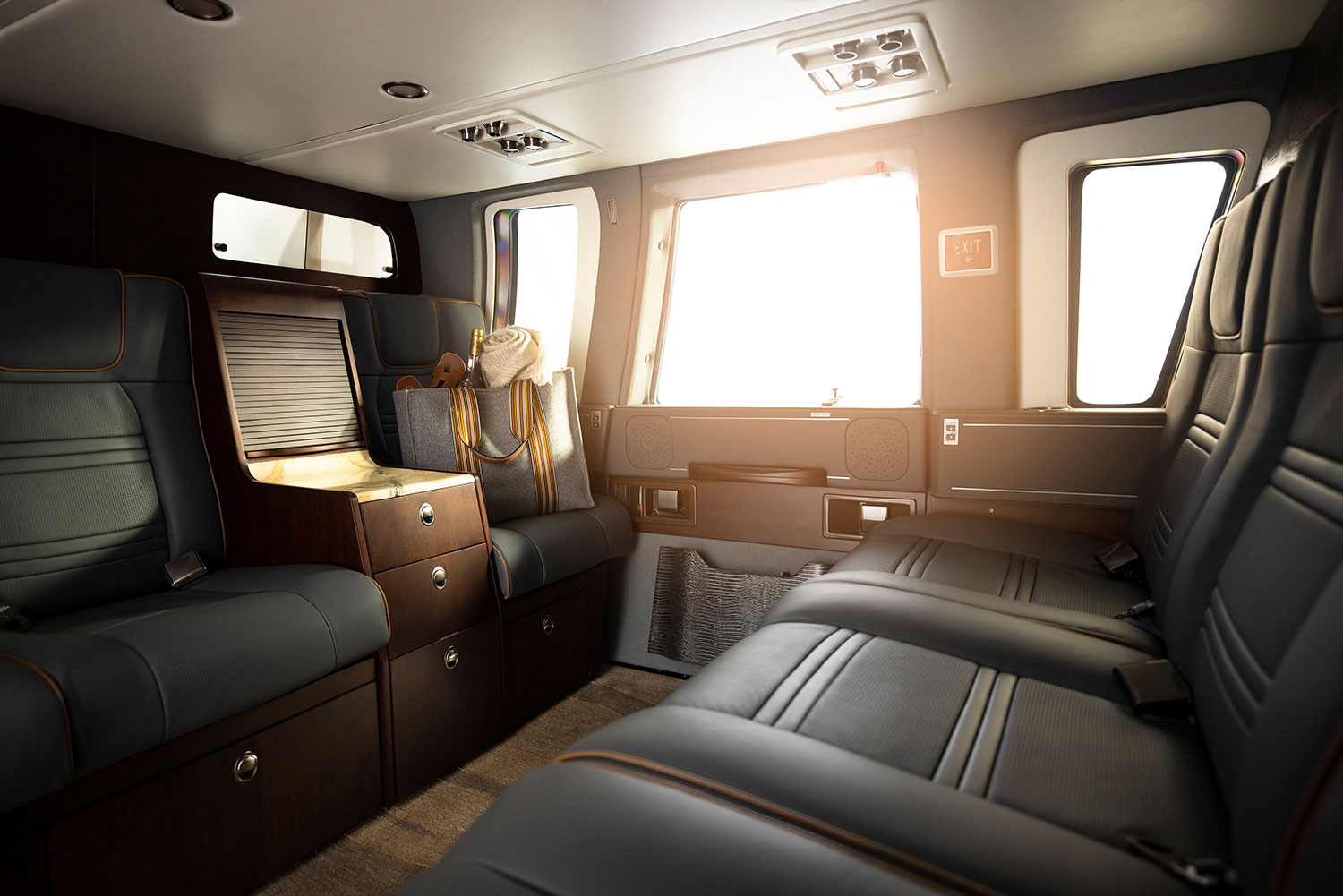 Sikorsky S76 Private Helicopter Interior Red Label by Flexjet