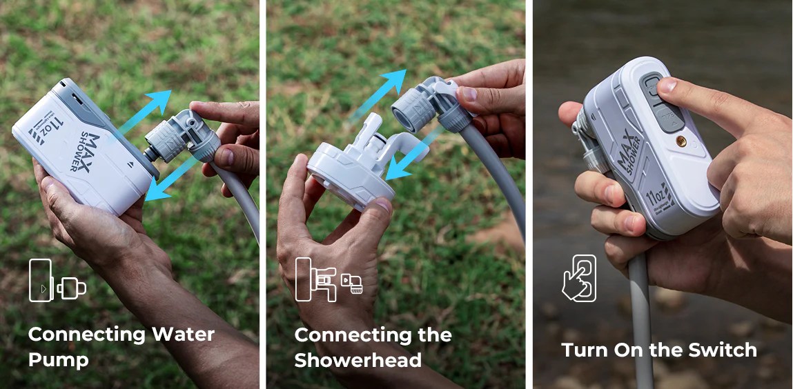 Ultralight Rechargeable Instant Outdoor Shower Pump Dr Techlove