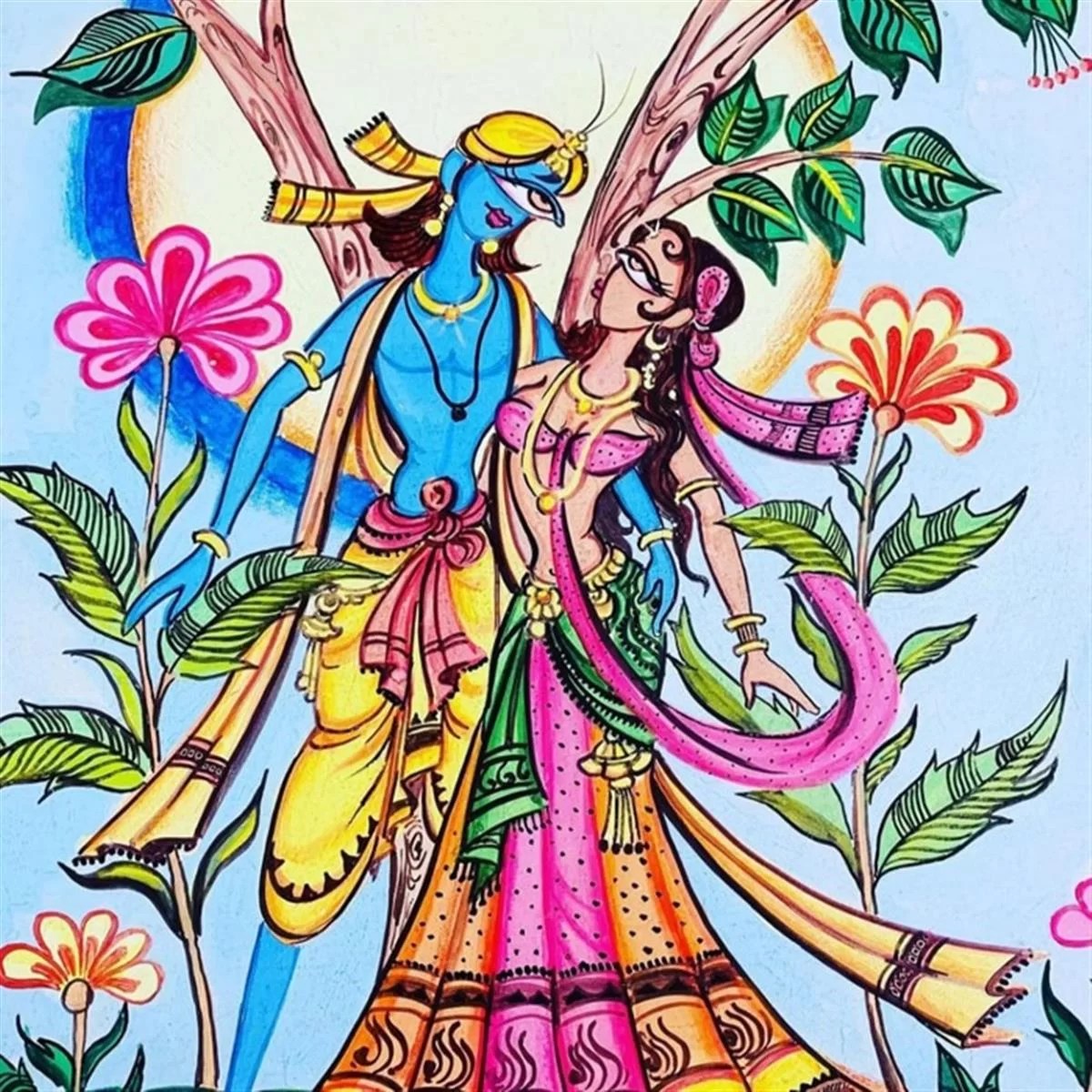 Creative radha Krishna canvas hand painting Flickkerbox