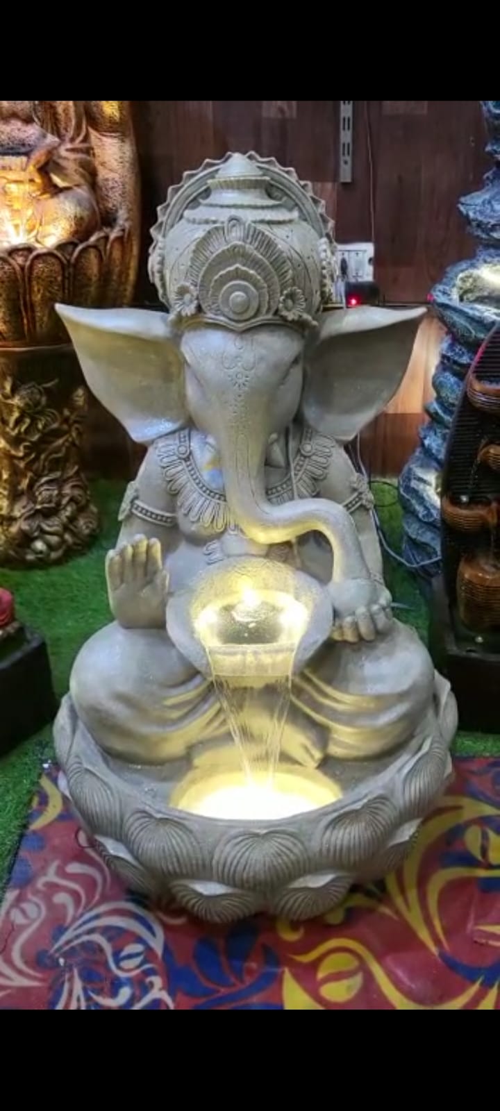 Big Lotus Ganesha Idol Indoor Outdoor Fountain With Led Lights Flickkerbox