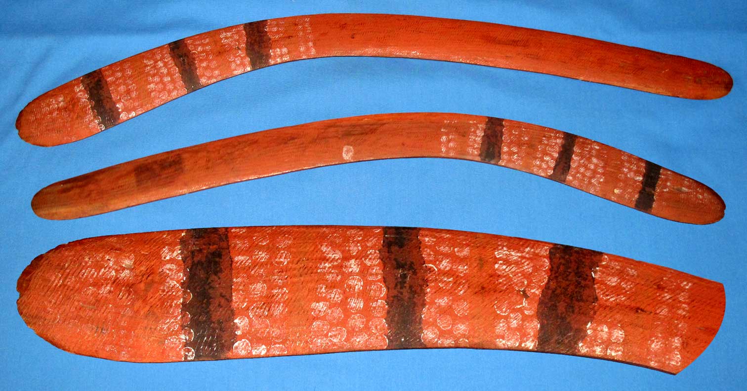 ceremonial hunting boomerang made by australian aborigines in the central desert of australia