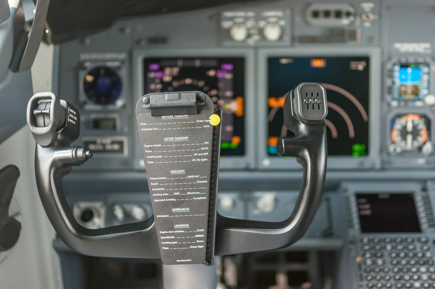 Control panel inside a passenger airplane