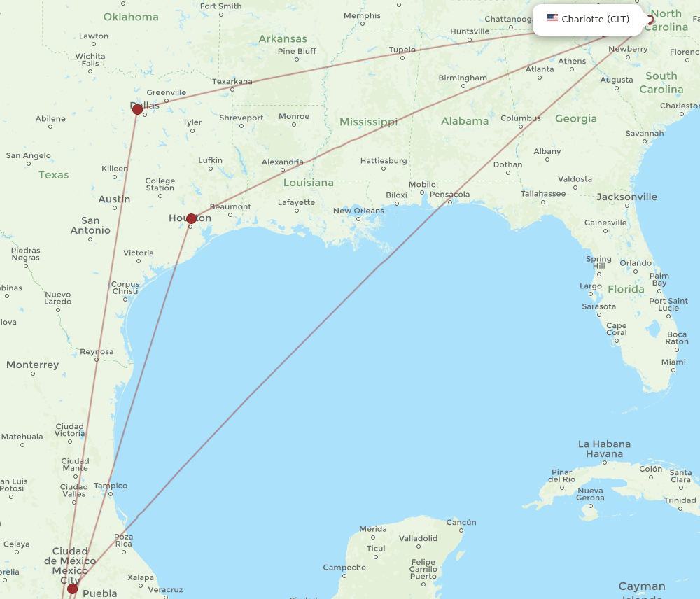 Flights from Acapulco to Charlotte, ACA to CLT Flight Routes