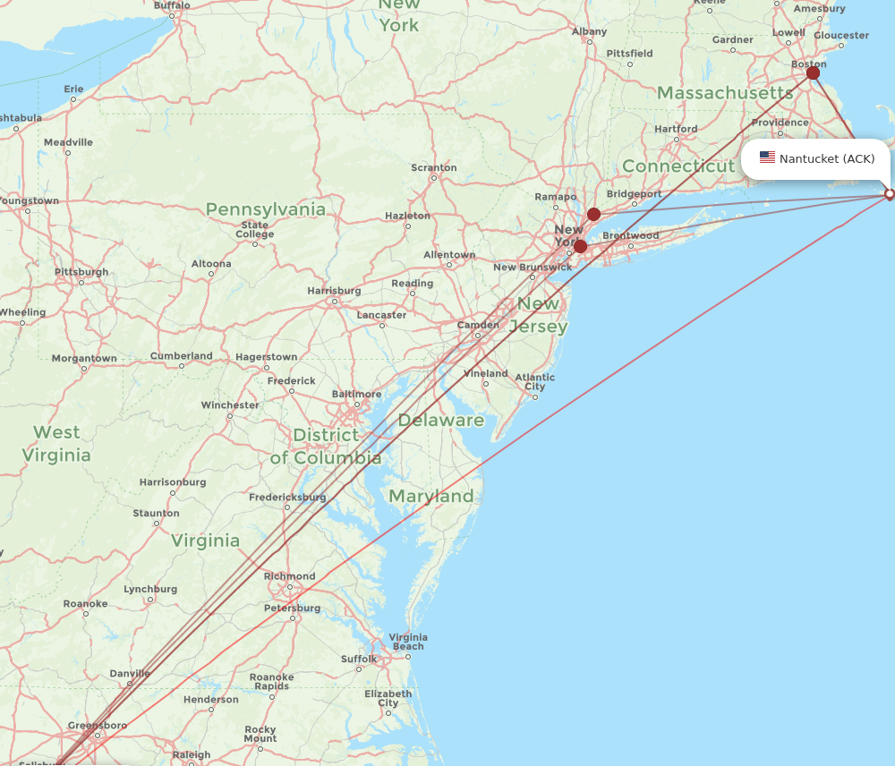 Flights from Nantucket to Charlotte, ACK to CLT Flight Routes