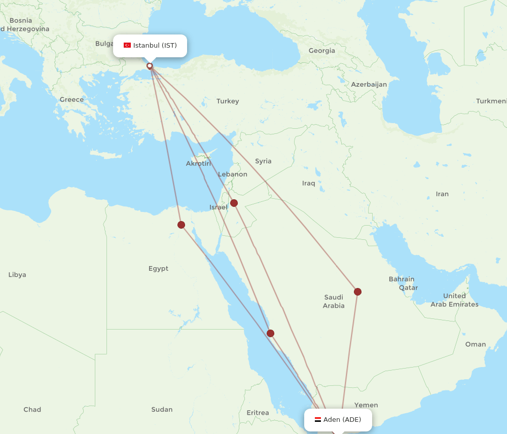 Flights from Aden to Istanbul, ADE to IST Flight Routes